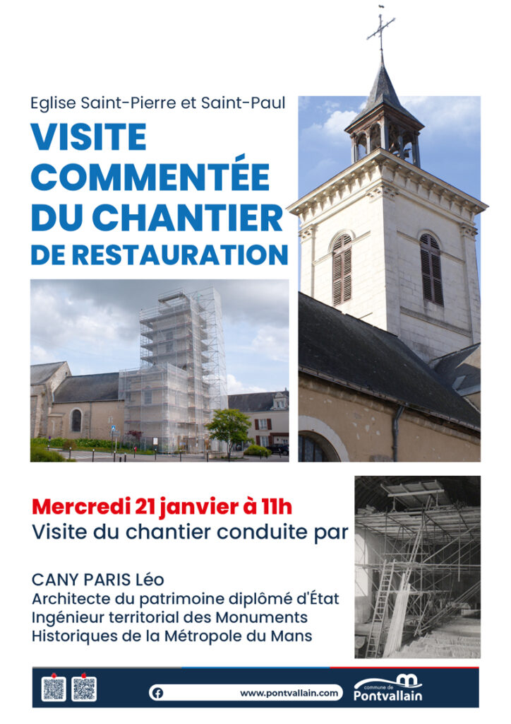 Visite commentée du chantier de restauration de l'église de Pontvallain.